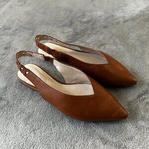 Cole Haan Grand OS Merrit Skimmer Slingback Flats 7.5 Brown Shoes Flats Leather